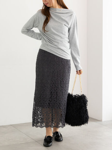 スムースアシメロングスリーブプルオーバー《2025Autumn catalog vol.2 item》(グレー/ピンク/カーキ)|Te chichi(テチチ)通販