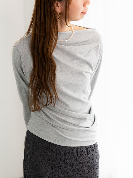 スムースアシメロングスリーブプルオーバー《2025Autumn catalog vol.2 item》(グレー/ピンク/カーキ)|Te chichi(テチチ)通販