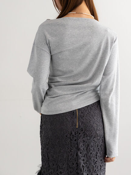 スムースアシメロングスリーブプルオーバー《2025Autumn catalog vol.2 item》(グレー/ピンク/カーキ)|Te chichi(テチチ)通販