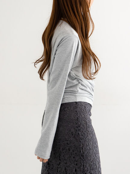 スムースアシメロングスリーブプルオーバー《2025Autumn catalog vol.2 item》(グレー/ピンク/カーキ)|Te chichi(テチチ)通販