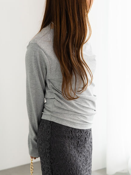 スムースアシメロングスリーブプルオーバー《2025Autumn catalog vol.2 item》(グレー/ピンク/カーキ)|Te chichi(テチチ)通販