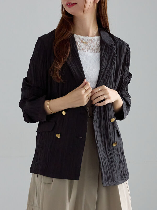 リンクルライトテーラードジャケット(ブラック)|Te chichi(テチチ)通販