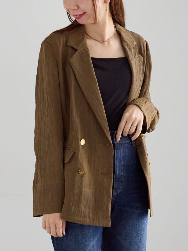 リンクルライトテーラードジャケット(ブラウン)|Te chichi(テチチ)通販