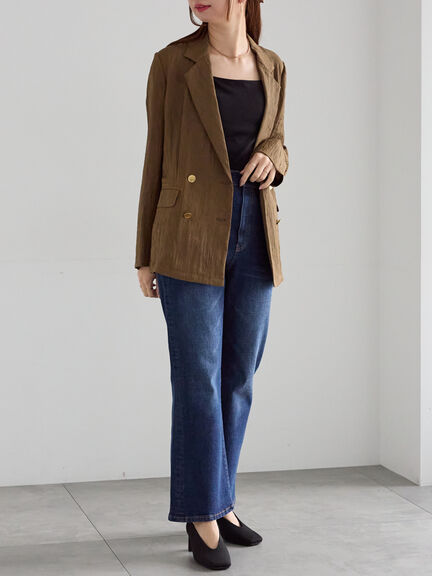 リンクルライトテーラードジャケット(ブラック/ブラウン)|Te chichi(テチチ)通販