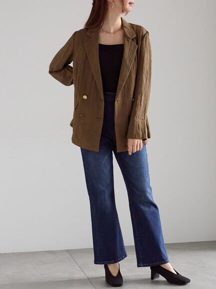 リンクルライトテーラードジャケット(ブラック/ブラウン)|Te chichi(テチチ)通販