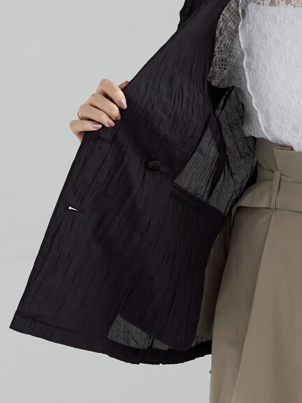 リンクルライトテーラードジャケット(ブラック/ブラウン)|Te chichi(テチチ)通販