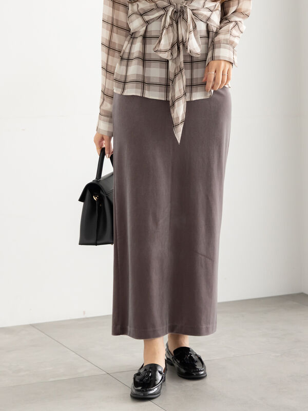 ベロアナロースカート《2025Autumn catalog vol.2 item》(グレー)|Te chichi(テチチ)通販