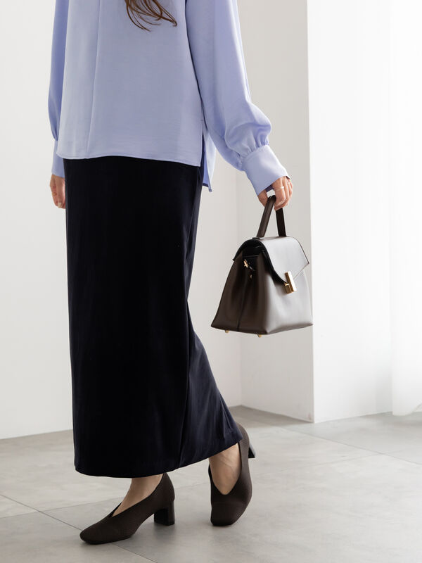 ベロアナロースカート《2025Autumn catalog vol.2 item》(ネイビー)|Te chichi(テチチ)通販