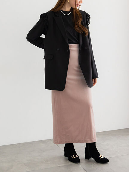 ベロアナロースカート《2025Autumn catalog vol.2 item》(グレー/ピンク/ネイビー)|Te chichi(テチチ)通販