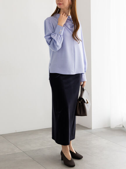 ベロアナロースカート《2025Autumn catalog vol.2 item》(グレー/ピンク/ネイビー)|Te chichi(テチチ)通販