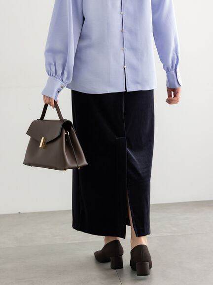 ベロアナロースカート《2025Autumn catalog vol.2 item》(グレー/ピンク/ネイビー)|Te chichi(テチチ)通販