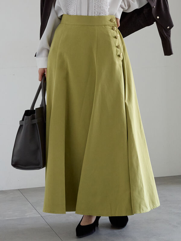 サイドボタンピーチフレアスカート(グレー/グリーン/ネイビー)|Te chichi(テチチ)通販