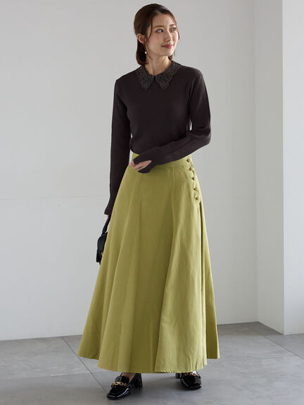 サイドボタンピーチフレアスカート(グレー/グリーン/ネイビー)|Te chichi(テチチ)通販