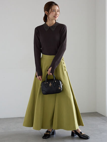 サイドボタンピーチフレアスカート(グレー/グリーン/ネイビー)|Te chichi(テチチ)通販