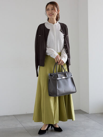 サイドボタンピーチフレアスカート(グレー/グリーン/ネイビー)|Te chichi(テチチ)通販