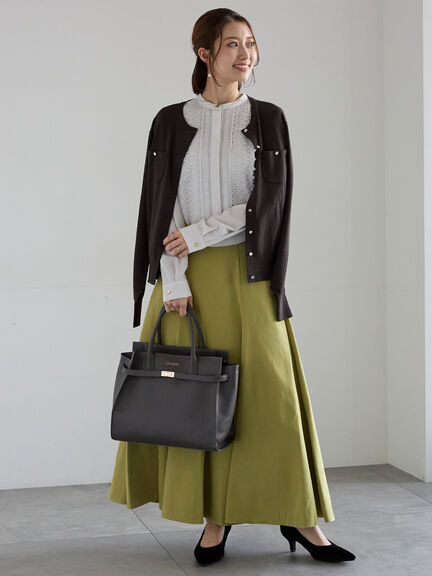 サイドボタンピーチフレアスカート(グレー/グリーン/ネイビー)|Te chichi(テチチ)通販