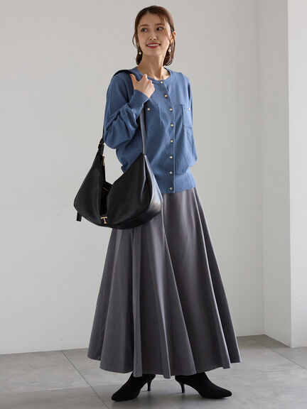 サイドボタンピーチフレアスカート(グレー/グリーン/ネイビー)|Te chichi(テチチ)通販