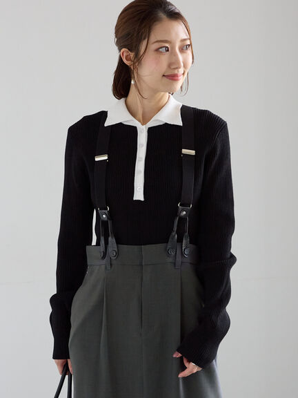 パネルパターンアソートリブポロニット(ブラック/レッド/ベージュ)|Te chichi(テチチ)通販