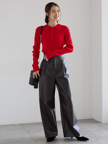 パネルパターンアソートリブポロニット(ブラック/レッド/ベージュ)|Te chichi(テチチ)通販