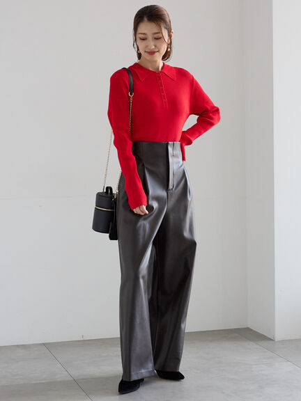 パネルパターンアソートリブポロニット(ブラック/レッド/ベージュ)|Te chichi(テチチ)通販