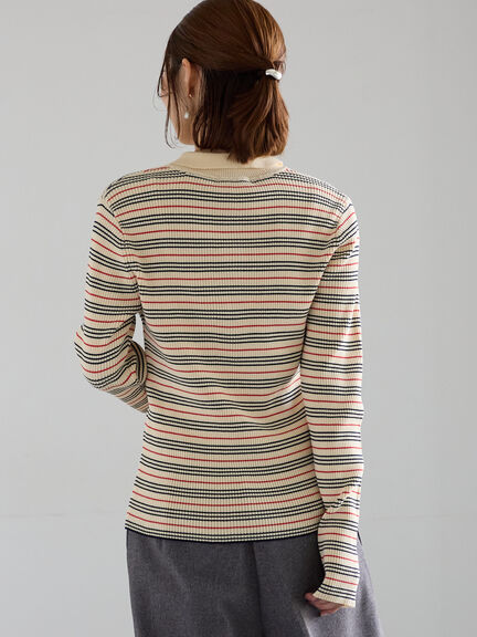 パネルパターンアソートリブポロニット(ブラック/レッド/ベージュ)|Te chichi(テチチ)通販