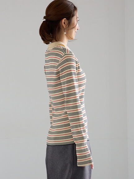 パネルパターンアソートリブポロニット(ブラック/レッド/ベージュ)|Te chichi(テチチ)通販