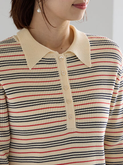 パネルパターンアソートリブポロニット(ブラック/レッド/ベージュ)|Te chichi(テチチ)通販