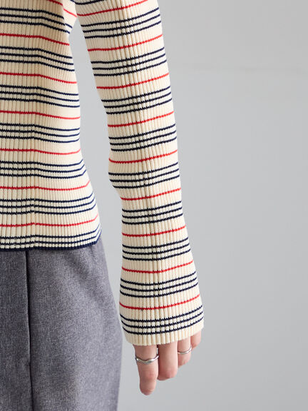 パネルパターンアソートリブポロニット(ブラック/レッド/ベージュ)|Te chichi(テチチ)通販