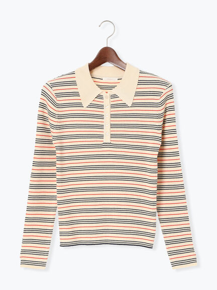 パネルパターンアソートリブポロニット(ブラック/レッド/ベージュ)|Te chichi(テチチ)通販