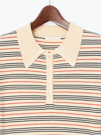 パネルパターンアソートリブポロニット(ブラック/レッド/ベージュ)|Te chichi(テチチ)通販