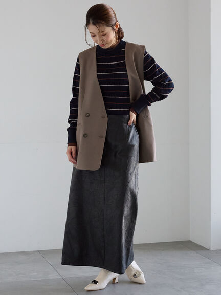 配色レイヤードリブニットプルオーバー(グレー/ブラウン/ネイビー)|Te chichi(テチチ)通販