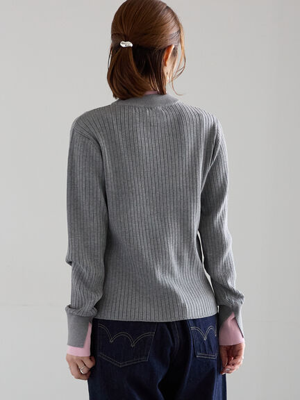 配色レイヤードリブニットプルオーバー(グレー/ブラウン/ネイビー)|Te chichi(テチチ)通販