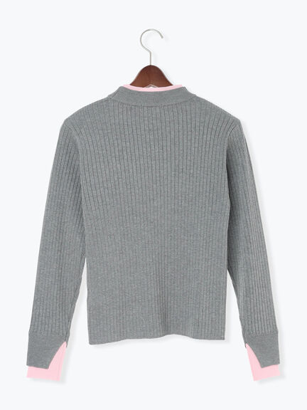 配色レイヤードリブニットプルオーバー(グレー/ブラウン/ネイビー)|Te chichi(テチチ)通販