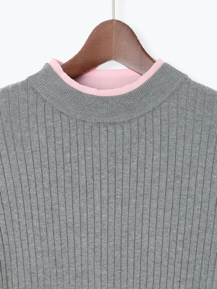 配色レイヤードリブニットプルオーバー(グレー/ブラウン/ネイビー)|Te chichi(テチチ)通販