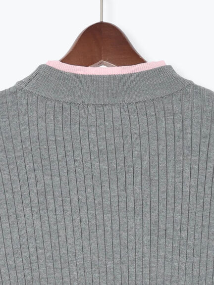 配色レイヤードリブニットプルオーバー(グレー/ブラウン/ネイビー)|Te chichi(テチチ)通販