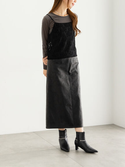 起毛レース前後2WAYキャミブラウス(ブラック/ブラウン)|Te chichi(テチチ)通販