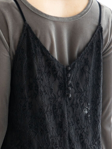 起毛レース前後2WAYキャミブラウス(ブラック/ブラウン)|Te chichi(テチチ)通販