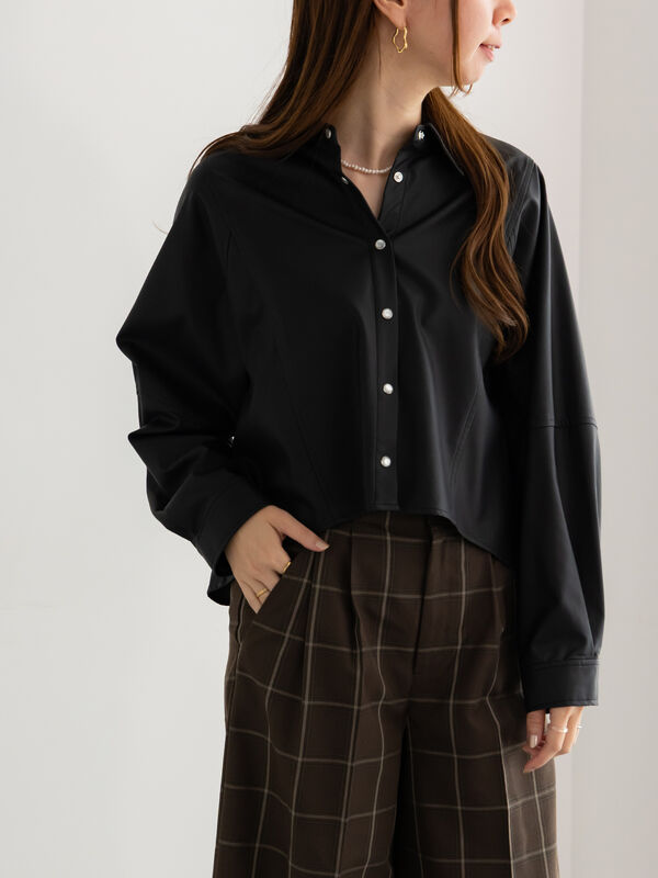 ファブリックアソートクロップトシャツ《2025Autumn catalog vol.2 item》(ブラック)|Te chichi(テチチ)通販