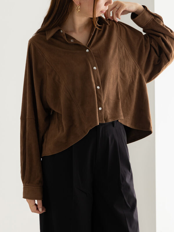 ファブリックアソートクロップトシャツ《2025Autumn catalog vol.2 item》(ブラウン)|Te chichi(テチチ)通販