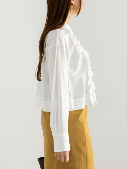 フリルクロップトシャツ(オフホワイト/サックスブルー)|Te chichi(テチチ)通販