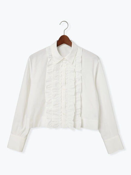 フリルクロップトシャツ(オフホワイト/サックスブルー)|Te chichi(テチチ)通販