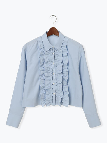フリルクロップトシャツ(オフホワイト/サックスブルー)|Te chichi(テチチ)通販