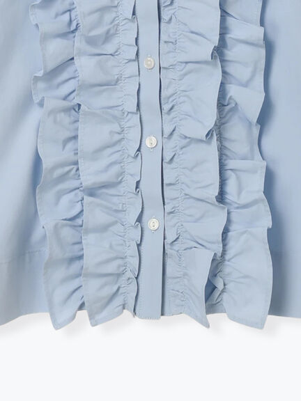 フリルクロップトシャツ(オフホワイト/サックスブルー)|Te chichi(テチチ)通販