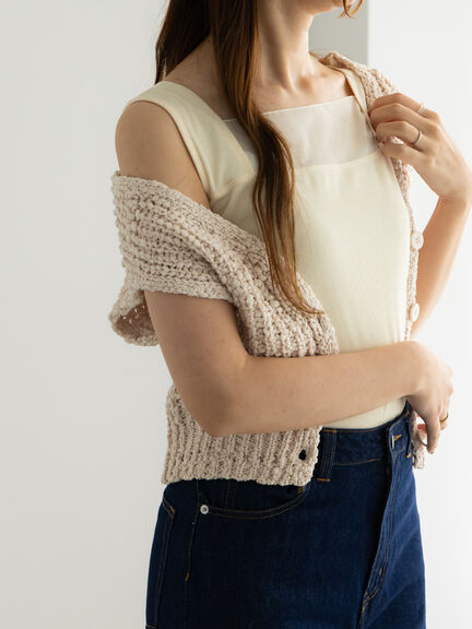 シアー切替タンクトップ(グレー/ブラック/クリーム)|Te chichi(テチチ)通販