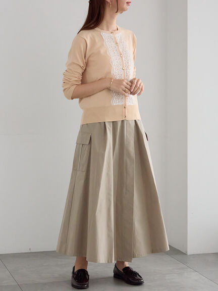 フロントレースクルーネックカーディガン(グレー/ブラック/ベージュ)|Te chichi(テチチ)通販