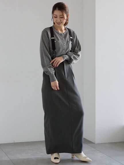 ポケットデザインクルーネックカーディガン(チャコールグレー/ブラック/ピンク/ブルー)|Te chichi(テチチ)通販