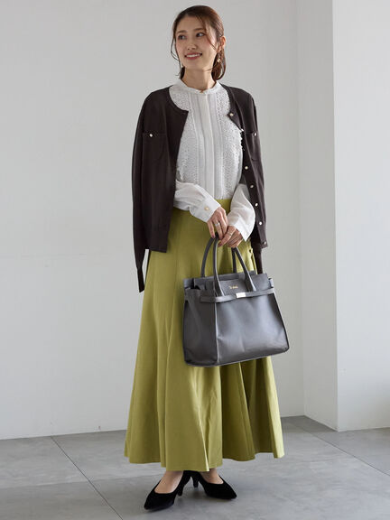 ポケットデザインクルーネックカーディガン(チャコールグレー/ブラック/ピンク/ブルー)|Te chichi(テチチ)通販