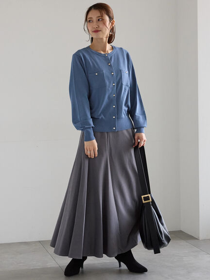 ポケットデザインクルーネックカーディガン(チャコールグレー/ブラック/ピンク/ブルー)|Te chichi(テチチ)通販