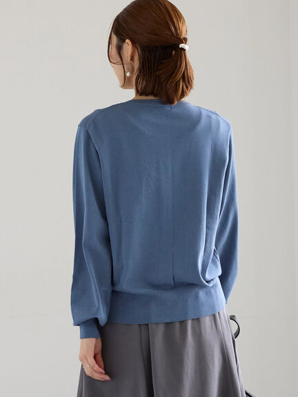 ポケットデザインクルーネックカーディガン(チャコールグレー/ブラック/ピンク/ブルー)|Te chichi(テチチ)通販