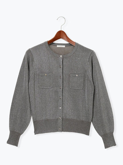 ポケットデザインクルーネックカーディガン(チャコールグレー/ブラック/ピンク/ブルー)|Te chichi(テチチ)通販